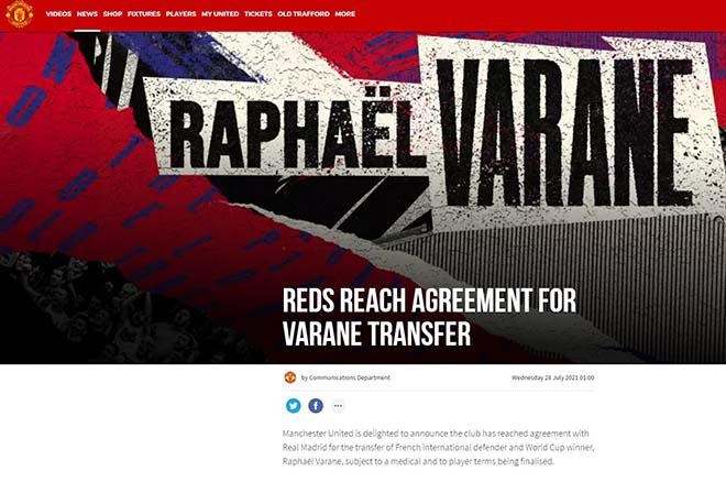 Sau Sancho, Manchester United tiếp tục chiêu mộ thành công “bom tấn” Raphael Varane