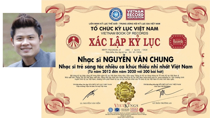 nguyen van chung xac lap ky luc nhac si tre sang tac nhieu ca khuc thieu nhi nhat viet nam