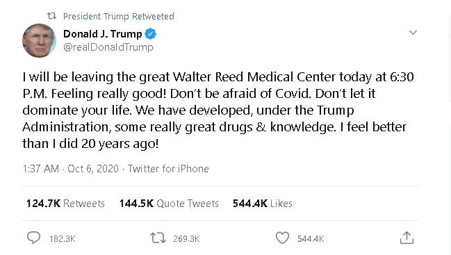 Tổng thống Trump xuất viện sau 4 ngày điều trị COVID-19