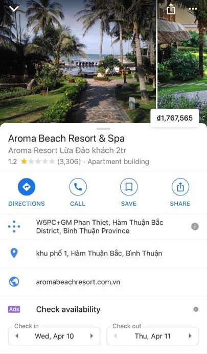 hang loat co so kinh doanh bi nham la aroma resort vu khoa pug nhan vo so danh gia 1 sao