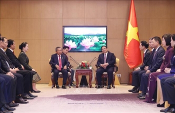 Thủ tướng Phạm Minh Chính tiếp Chủ tịch Hội Hữu nghị Lào - Việt Nam