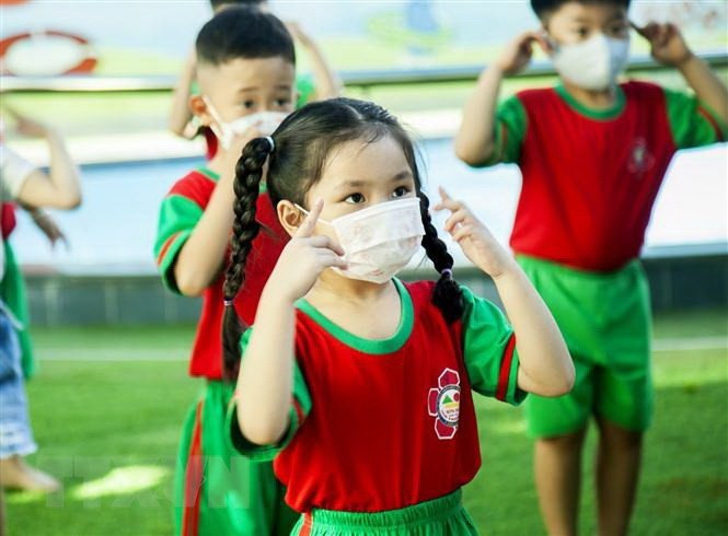 Từ 13/4: Trẻ mầm non ở Hà Nội quay trở lại trường học trực tiếp. (Ảnh: Hồng Đạt/TTXVN)