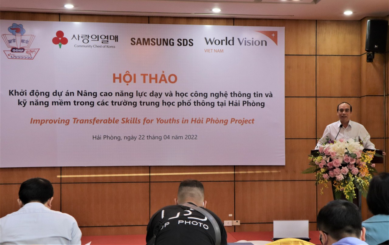 Ông Đỗ Văn Lợi, Phó Giám đốc Sở Giáo dục và Đào tạo Thành phố Hải Phòng, phát biểu tại Sự kiện.