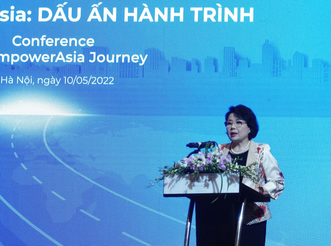Bà Nguyễn Thị Tuyết Minh, Chủ tịch Hội đồng Doanh nhân nữ Việt Nam, VCCI phát biểu tại Hội thảo. (Ảnh: Thanh Thảo)