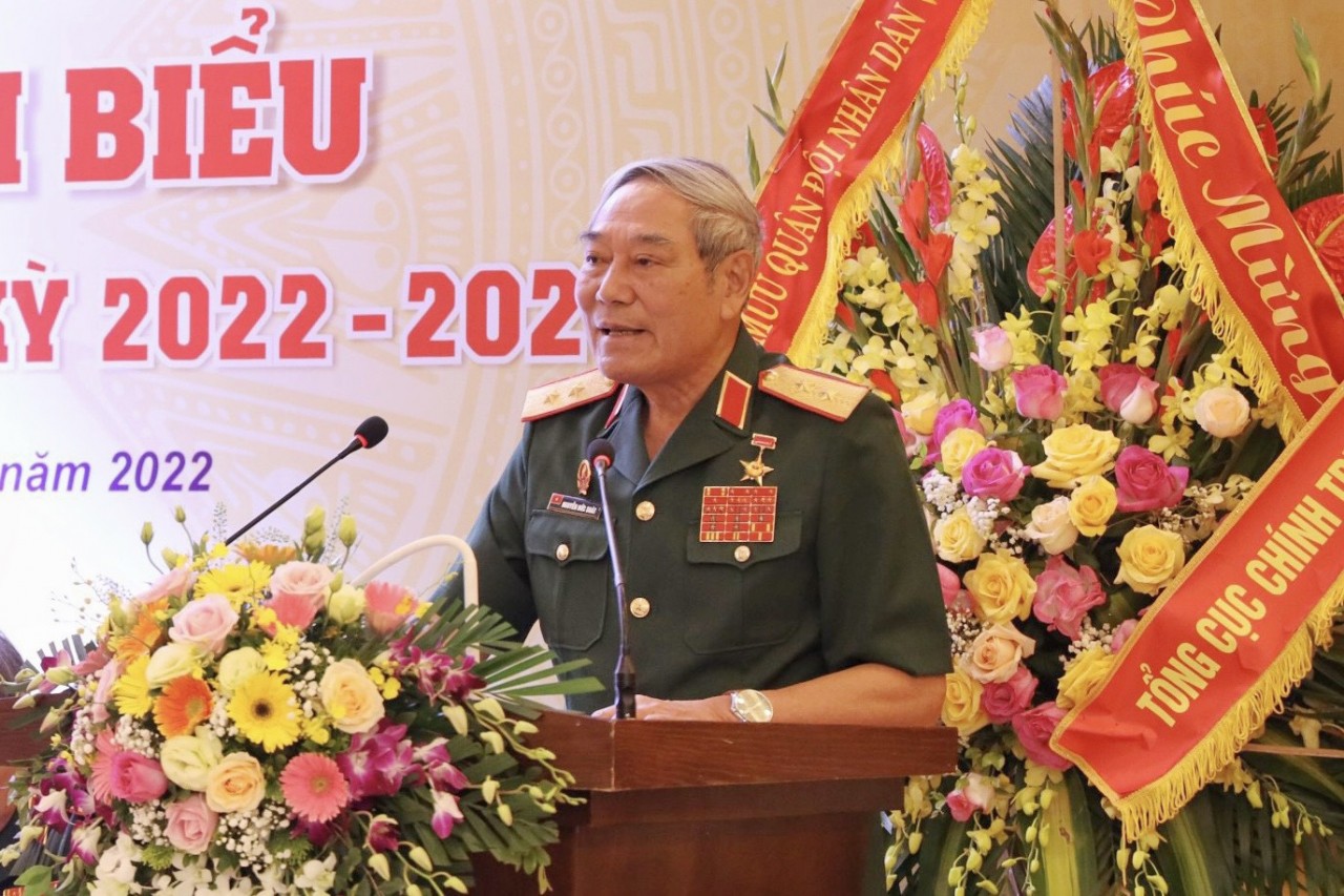 Trung tướng Nguyễn Đức Soát phát biểu tại Đại hội.