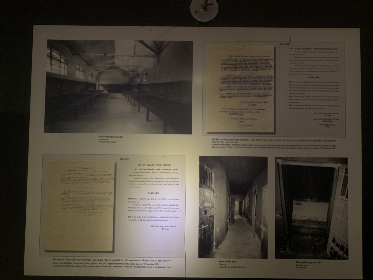 Hình ảnh khu bếp, khu vệ sinh, bản giấy tờ bắt giữ chiến sĩ.