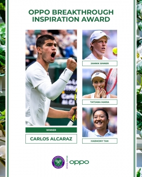 Carlos Alcaraz, ngôi sao quần vợt đang lên được nhận Giải thưởng Truyền cảm hứng đột phá của OPPO