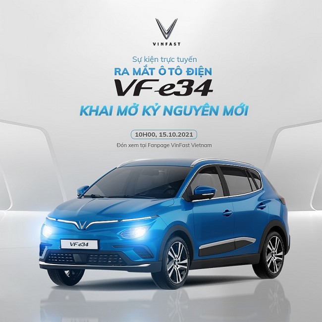 Ô tô điện VF e34 chính thức “trình làng” vào 10h sáng ngày 15/10