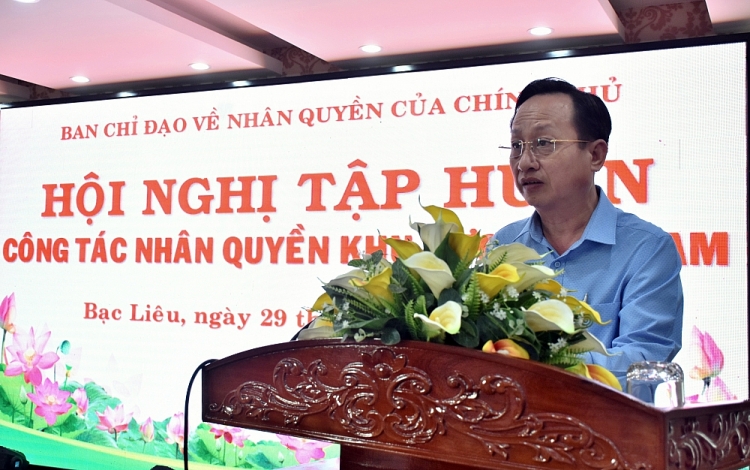 Chủ tịch UBND tỉnh Bạc Liêu Phạm Văn Thiều phát biểu tại Hội nghị
