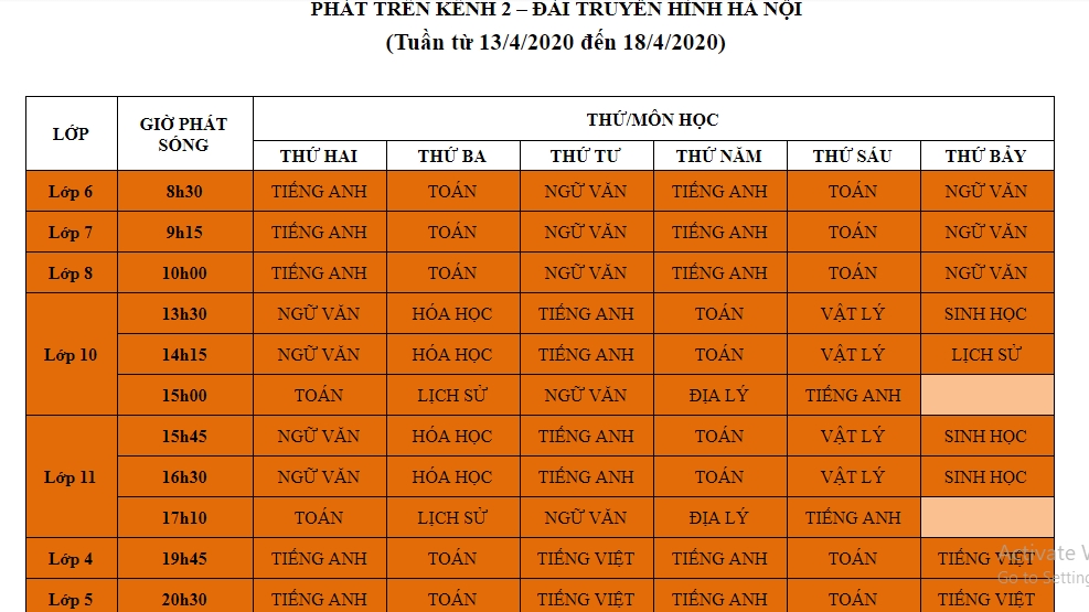 ha noi lich phat song hoc tren truyen hinh tu 134 184