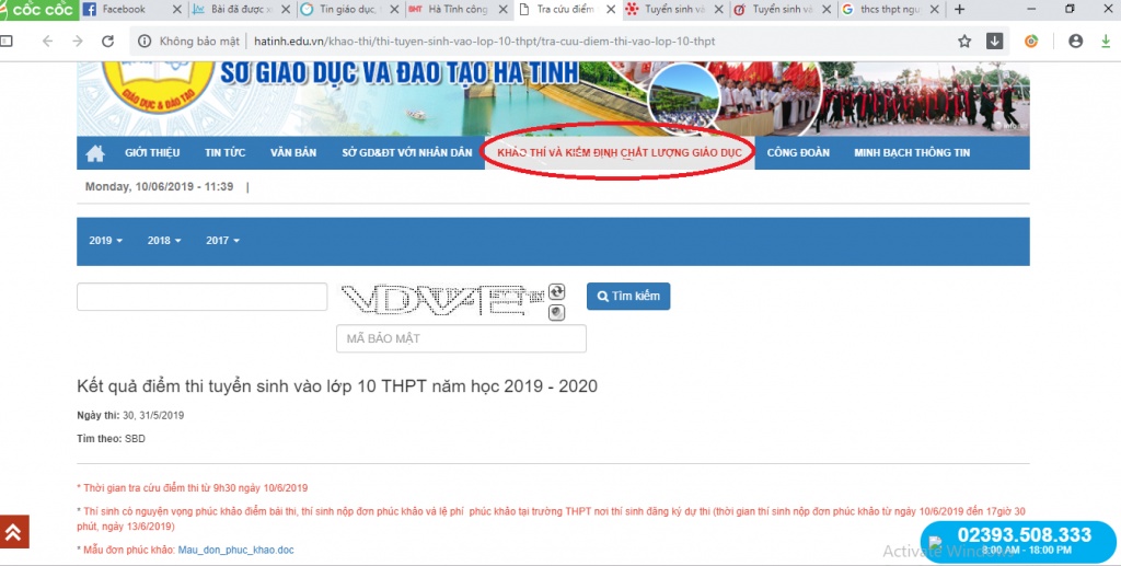 tra cuu diem thi tuyen sinh lop 10 ha tinh nam 2019 nhanh nhat chinh xac nhat