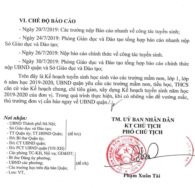 truong thu hoc phi 20 trieu hoat dong chui quan tay ho van ky ten cho tuyen sinh