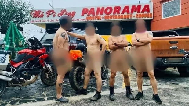 Hà Giang đang xác minh nhóm đàn ông khỏa thân đi xe phân khối lớn trên đèo Mã Pí Lèng