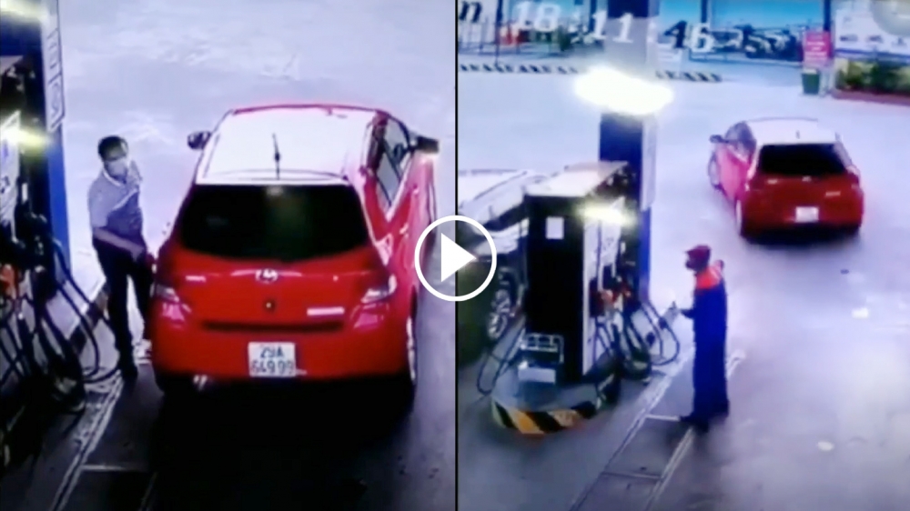 Đổ xăng xong, người đàn ông thản nhiên bỏ đi không trả tiền