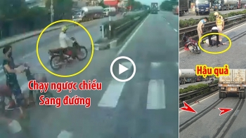 Chạy xe máy ngược chiều khi sang đường, người phụ nữ bị container tông bất tỉnh