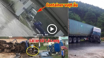 Container vượt ẩu tông trực diện xe tải