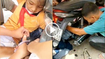 Người dân cùng nhau giải cứu bé gái bị cuốn vào bánh xe máy do vướng áo chống nắng