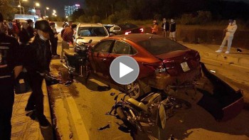 Toàn cảnh vụ tai nạn liên hoàn giữa 3 ô tô và 2 xe máy trên đê Bát Tràng