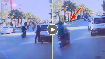 Nhập làn không quan sát, nữ tài xế tông ngã người đi xe máy