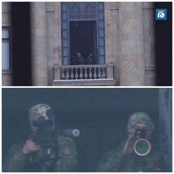 Lộ cảnh hàng loạt xạ thủ bắn tỉa ẩn náu trong tòa nhà Quốc hội Armenia