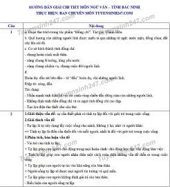 Đáp án đề thi Ngữ văn tuyển sinh lớp 10 vào THPT tỉnh Bắc Ninh năm 2020