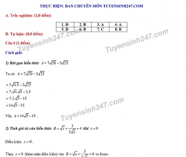 Đáp án đề thi môn Toán tuyển sinh lớp 10 tỉnh Hậu Giang năm 2020