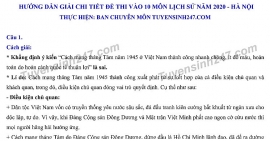 Đáp án đề thi môn Lịch sử tuyển sinh lớp 10 vào THPT TP Hà Nội năm 2020