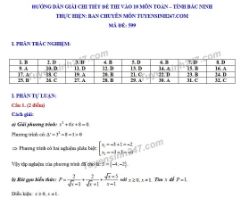 Đáp án đề thi môn Toán tuyển sinh lớp 10 vào THPT tỉnh Bắc Ninh năm 2020