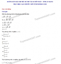Đáp án đề thi môn Toán tuyển sinh lớp 10 vào THPT tỉnh An Giang năm 2020