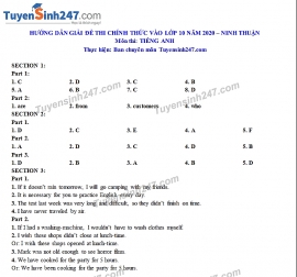 Đáp án đề thi Anh văn tuyển sinh lớp 10 vào THPT tỉnh Ninh Thuận năm 2020