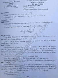 Đề thi môn Toán tuyển sinh lớp 10 vào THPT Chuyên Toán TP Hà Nội năm 2020