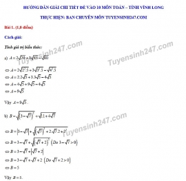 Đáp án đề thi môn Toán tuyển sinh lớp 10 vào THPT tỉnh Vĩnh Long năm 2020