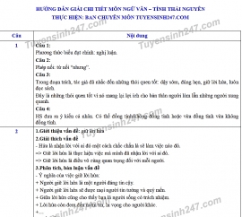 Đáp án đề thi Ngữ văn tuyển sinh lớp 10 vào THPT tỉnh Thái Nguyên năm 2020