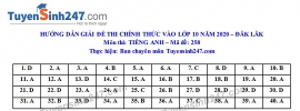 Đáp án đề thi Anh văn tuyển sinh lớp 10 vào THPT tỉnh Đắk Lắk năm 2020