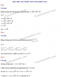 Đáp án đề thi môn Toán tuyển sinh lớp 10 vào THPT tỉnh Thái Nguyên năm 2020