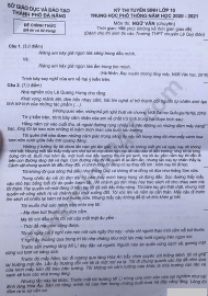 Đề thi Ngữ văn tuyển sinh lớp 10 chuyên Lê Quý Đôn TP Đà Nẵng năm 2020
