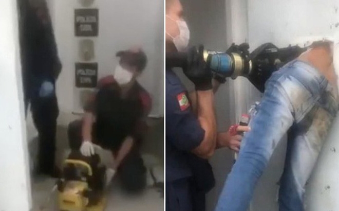 Video: Nghi phạm vượt ngục bị mắc kẹt, nhân viên cứu hỏa phải vào dùng công cụ thủy lực để cứu nạn