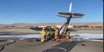 Mỹ: Máy bay đang cất cánh bỗng bị rơi đột ngột xuống đường băng