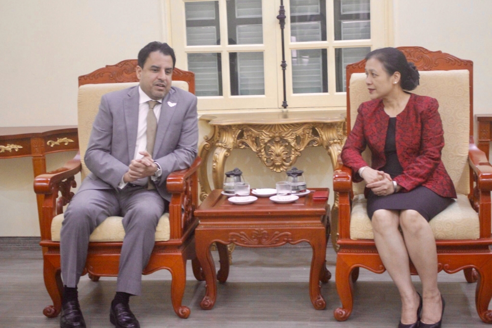 Chủ tịch Liên hiệp các Tổ chức hữu nghị Việt Nam Nguyễn Phương Nga tiếp Đại sứ UAE tại Việt Nam