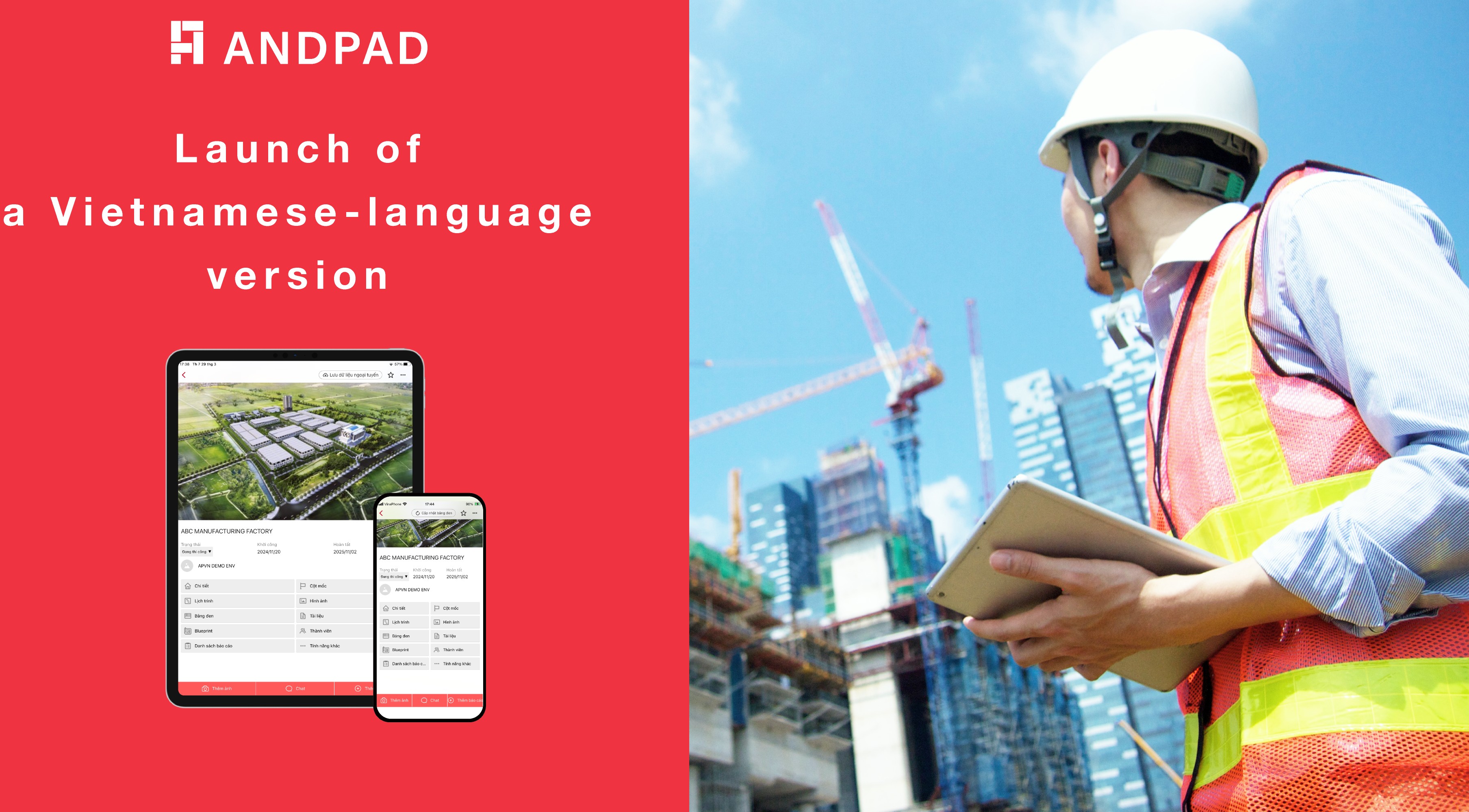 ANDPAD ra mắt phiên bản hỗ trợ tiếng Việt cho Dịch vụ Quản lý Dự án Xây dựng trên nền tảng đám mây
