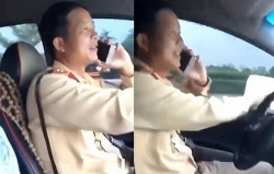 video mai doc tin nhan chuc mung thi do lay bang lai xe nam tai xe cho o to lao thang xuong song
