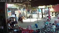 video hai hung container mat banh van phong nhu bay tren duong