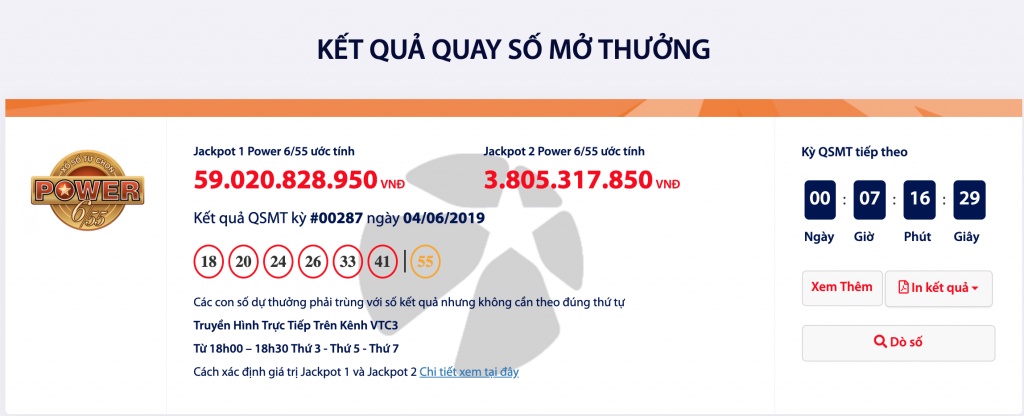 ket qua power 655 vietlott hom nay 662019 nhieu nguoi van che gan 60 ti dong