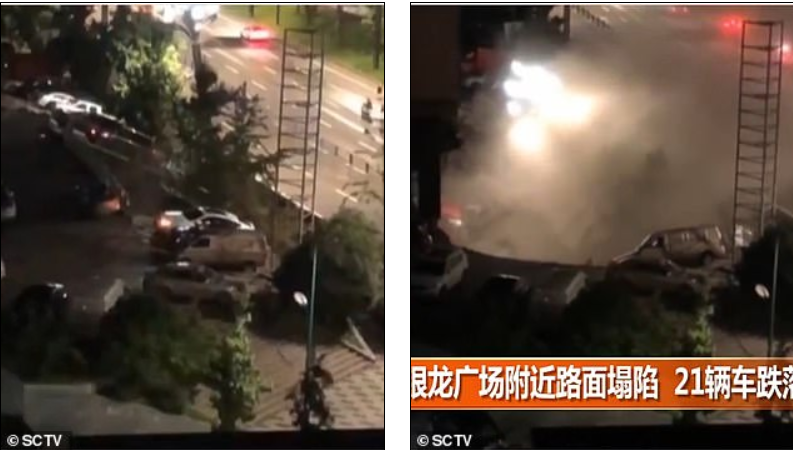 Clip: Hãi hùng "hố tử thần" ở Trung Quốc "nuốt chửng" 21 chiếc ô tô trong chớp mắt