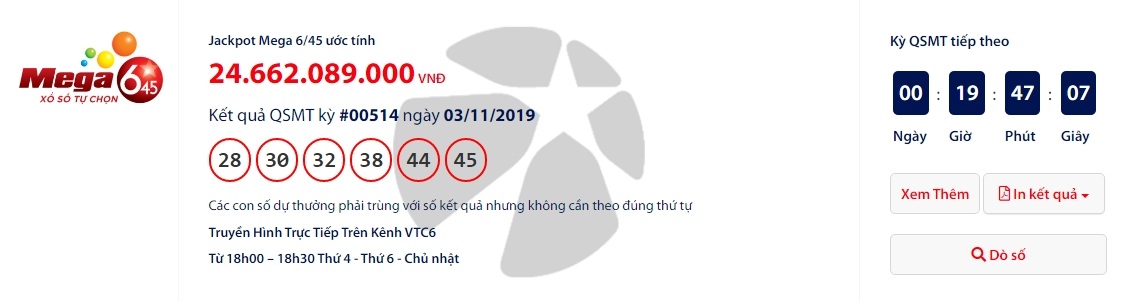 ket qua xo so vietlott ngay 6112019 ai vua trung hon 24 ti dong