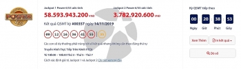 ket qua xo so vietlott power 655 ngay 1611 no hon 62 ti dong