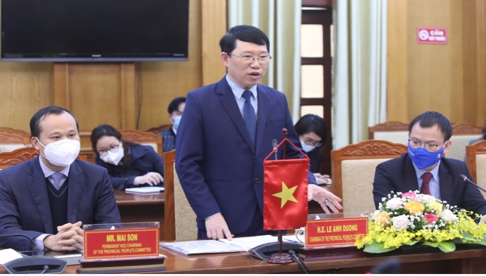 Ông Lê Ánh Dương, Chủ tịch UBND tỉnh phát biểu tại buổi làm việc.