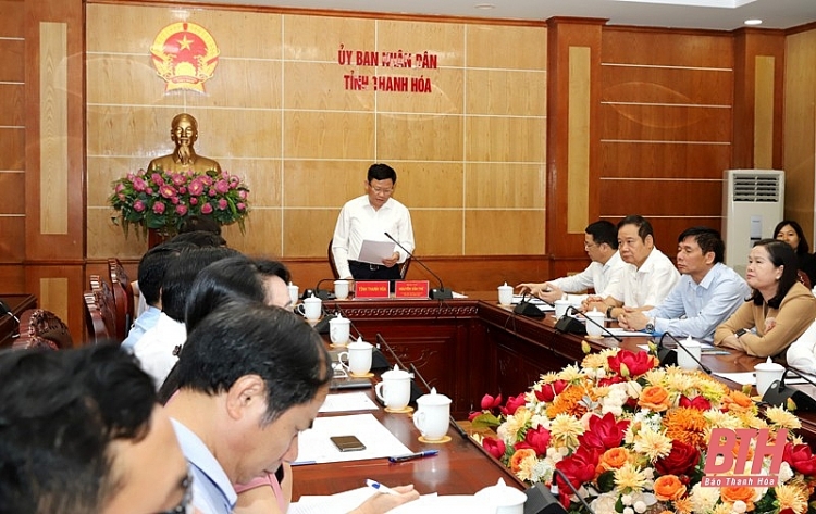 Nguyễn Văn Thi, Ủy viên Ban Thường vụ Tỉnh ủy, Phó Chủ tịch UBND tỉnh phát biểu tại điểm cầu Thanh Hóa.