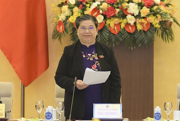 Phó Chủ tịch Thường trực Quốc hội Tòng Thị Phóng phát biểu tại Hội nghị.