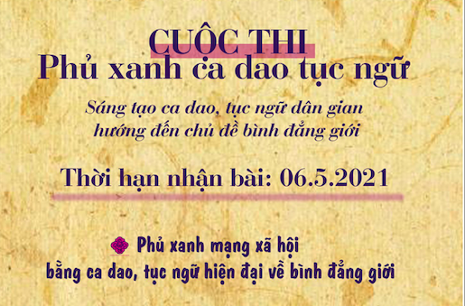 Phát động cuộc thi sáng tạo ca dao, tục ngữ nhằm lan truyền thông điệp về bình đẳng giới Phát động cuộc thi sáng tạo ca dao, tục ngữ nhằm lan truyền thông điệp về bình đẳng giới